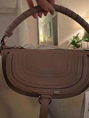 Chloe Taupe Leather Saddle Shoulder Bag